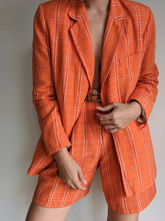 Rare Vintage Citrus Linen Shorts Suit