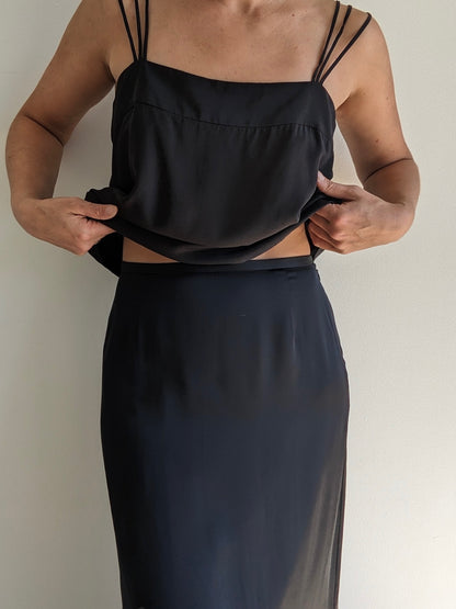 Vintage Ink Black Silk Slip Top