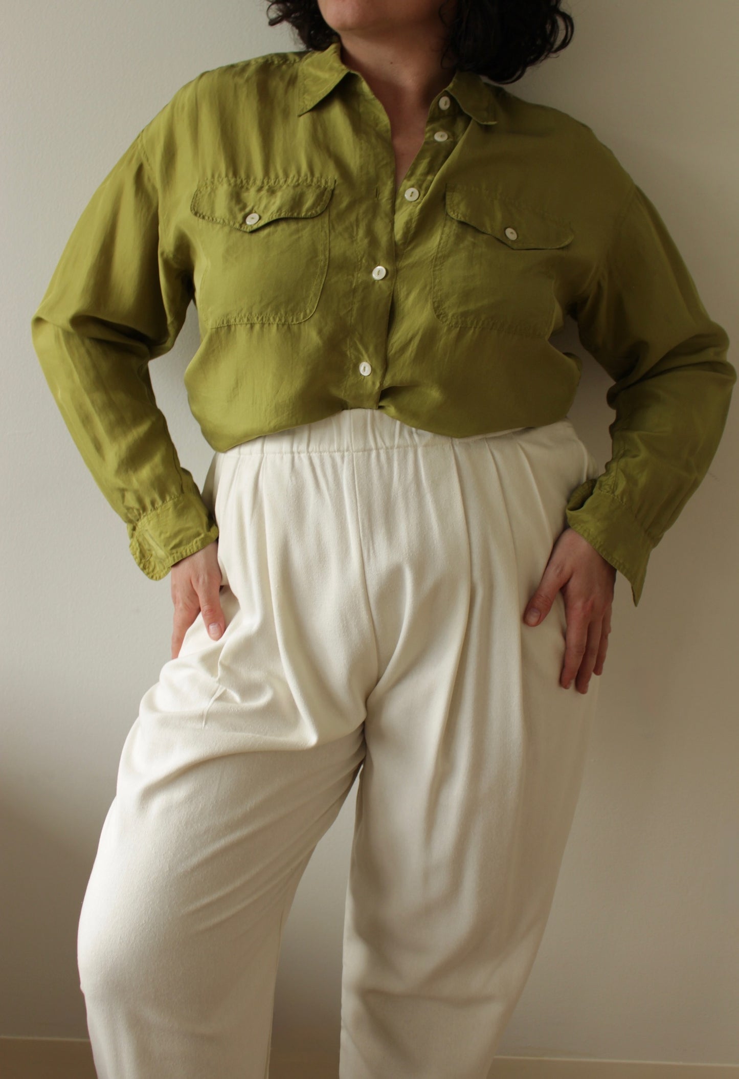 Vintage Chartreuse Silk Blouse