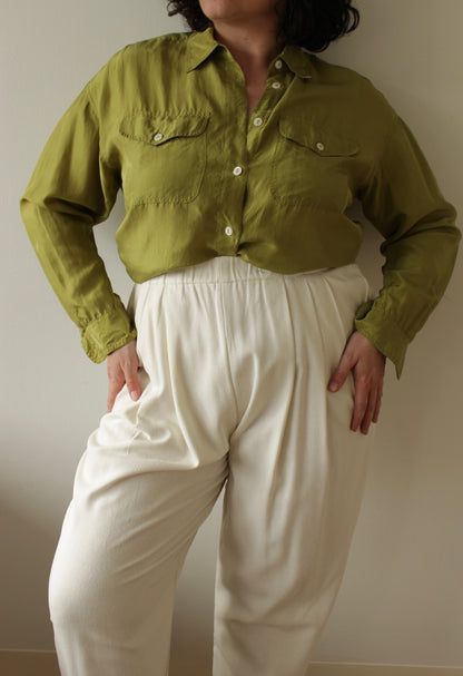 Vintage Chartreuse Silk Blouse