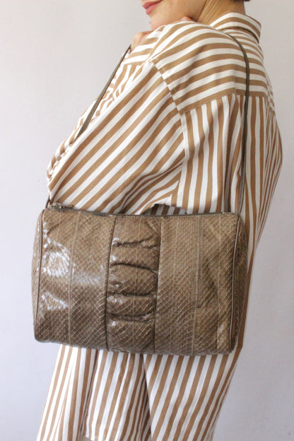Vintage Taupe Genuine Snakeskin Purse
