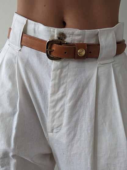 Vintage Leather & Anchor Pendant Belt