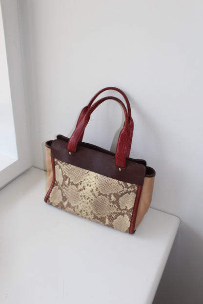 Incredible Henri Bendel Tonal Leather & Snakeskin Bag