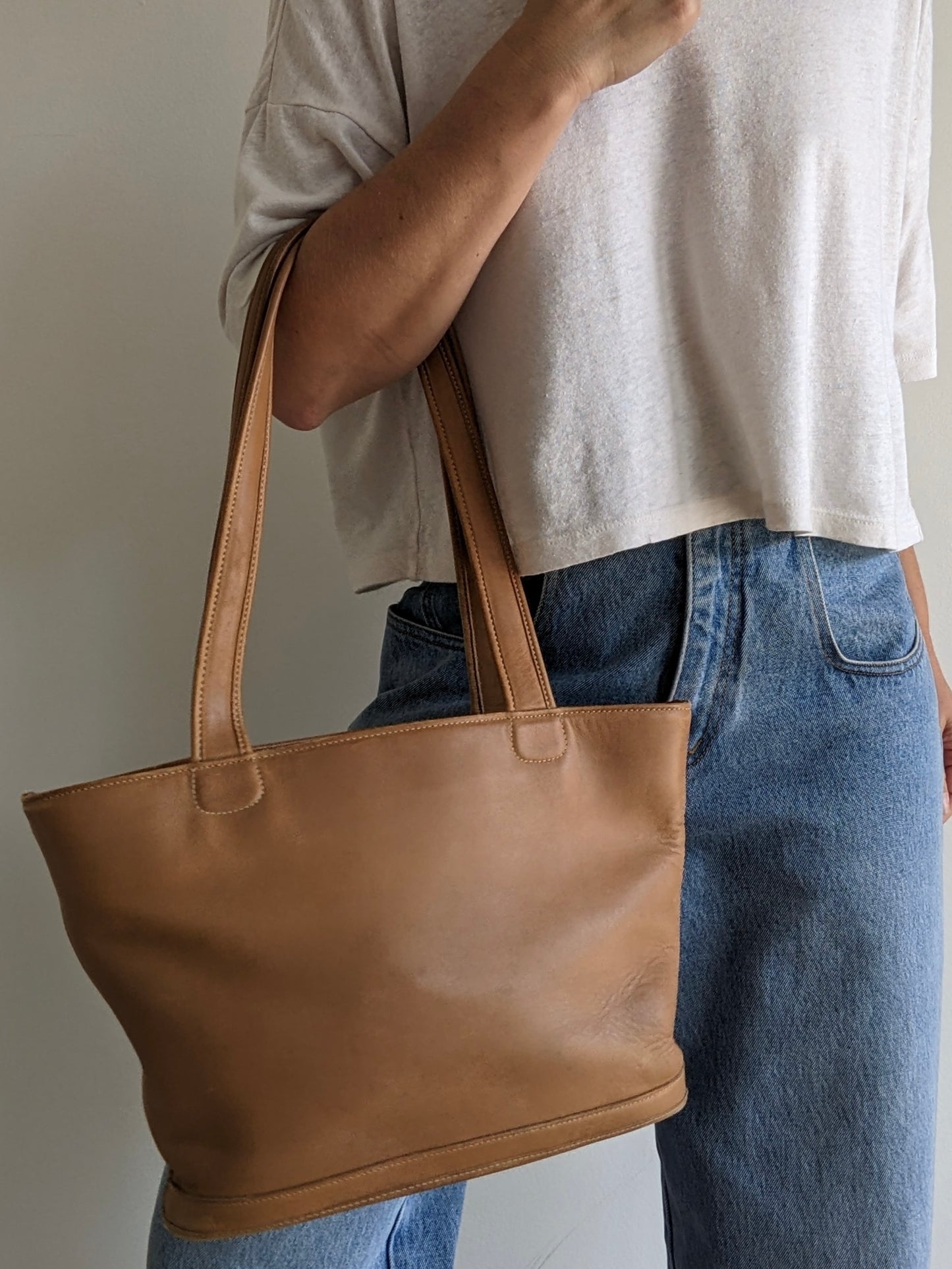 Vintage Coach British Tan Leather Tote