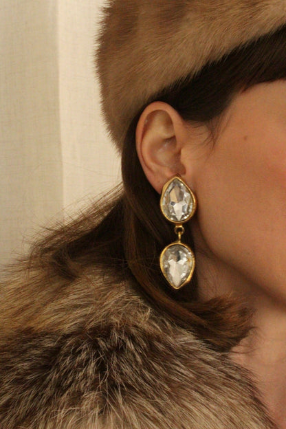 Statement Vintage Foiled Rhinestone Drop Earrings