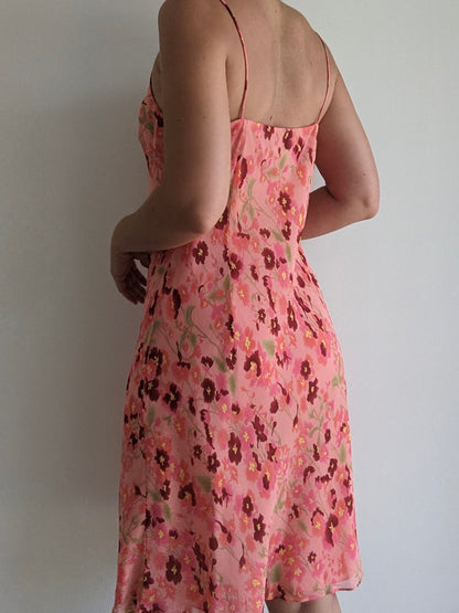 Vintage Floral Silk Silp Dress