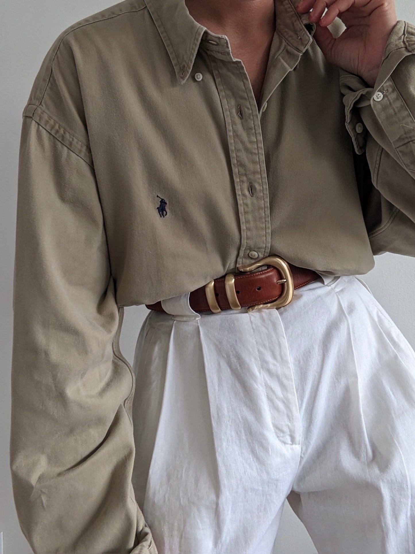 90s Ralph Lauren Khaki Cotton Twill Shirt