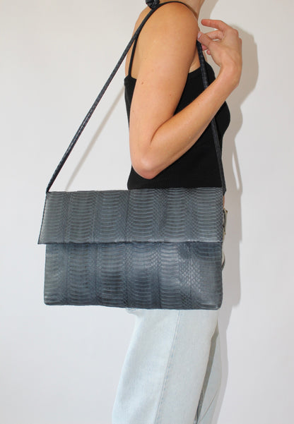 Stunning Vintage Stone Snakeskin Envelope Clutch Bag