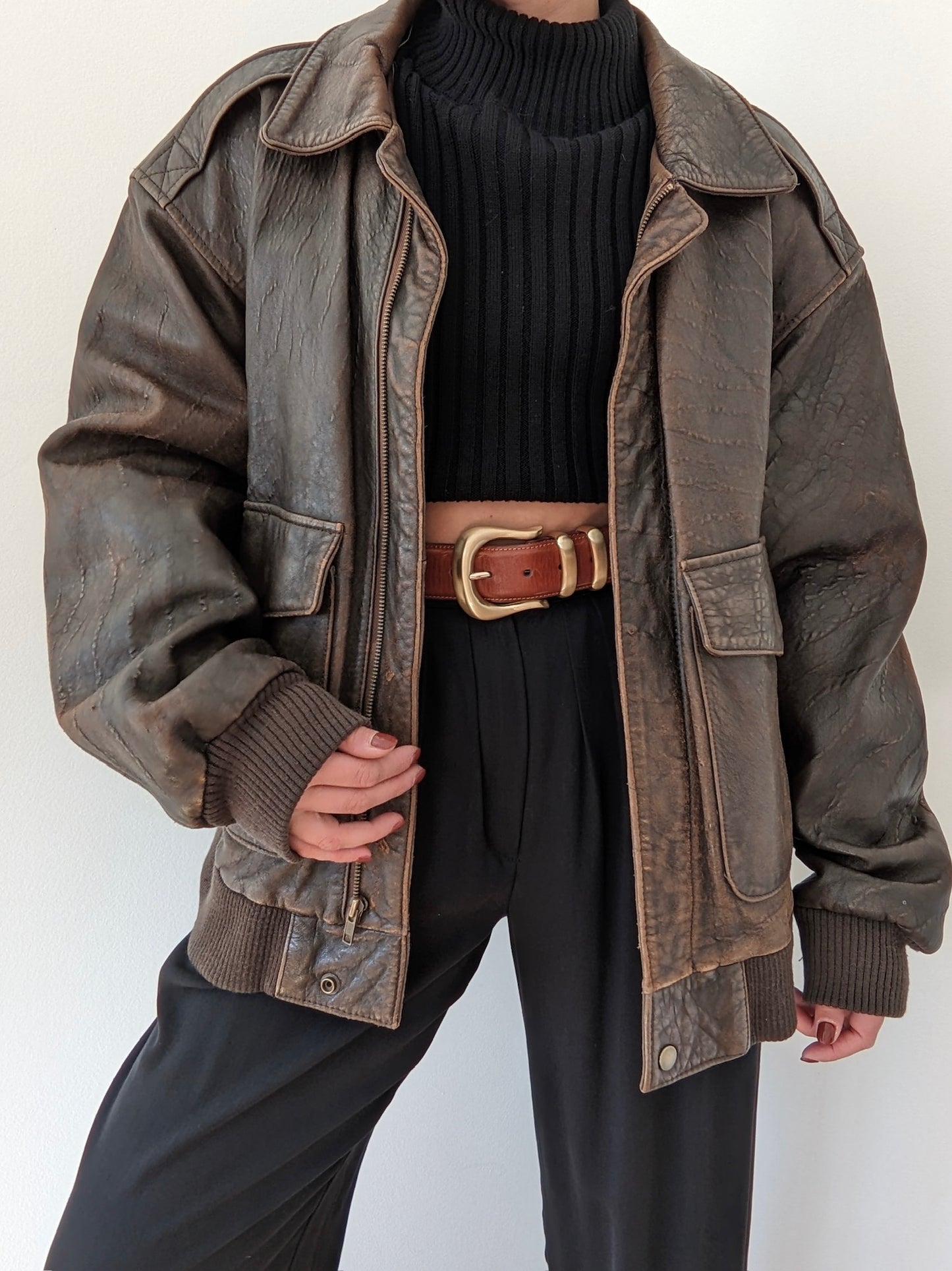 Incredible Vintage Tobacco Leather Bomber