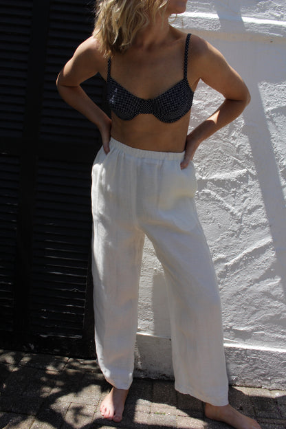Vintage Waffled Linen Easy Pants