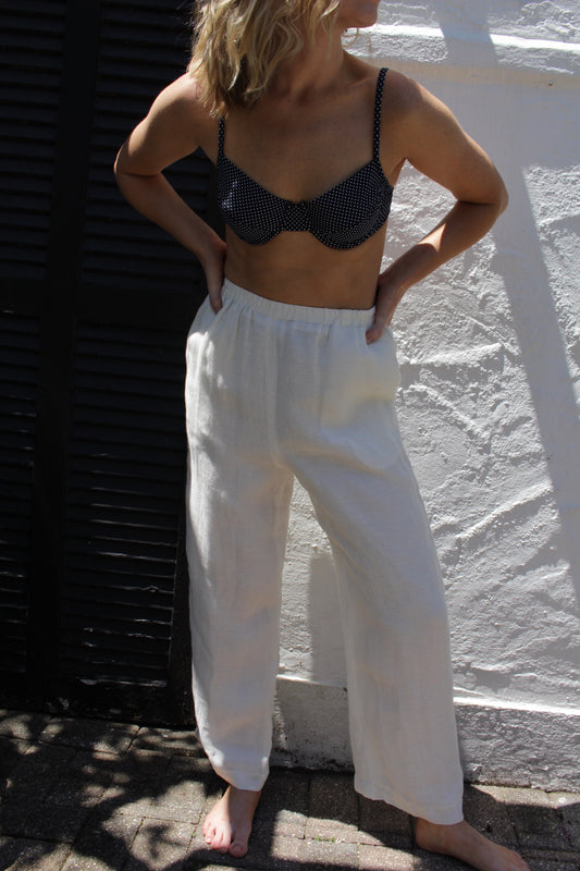 Vintage Waffled Linen Easy Pants