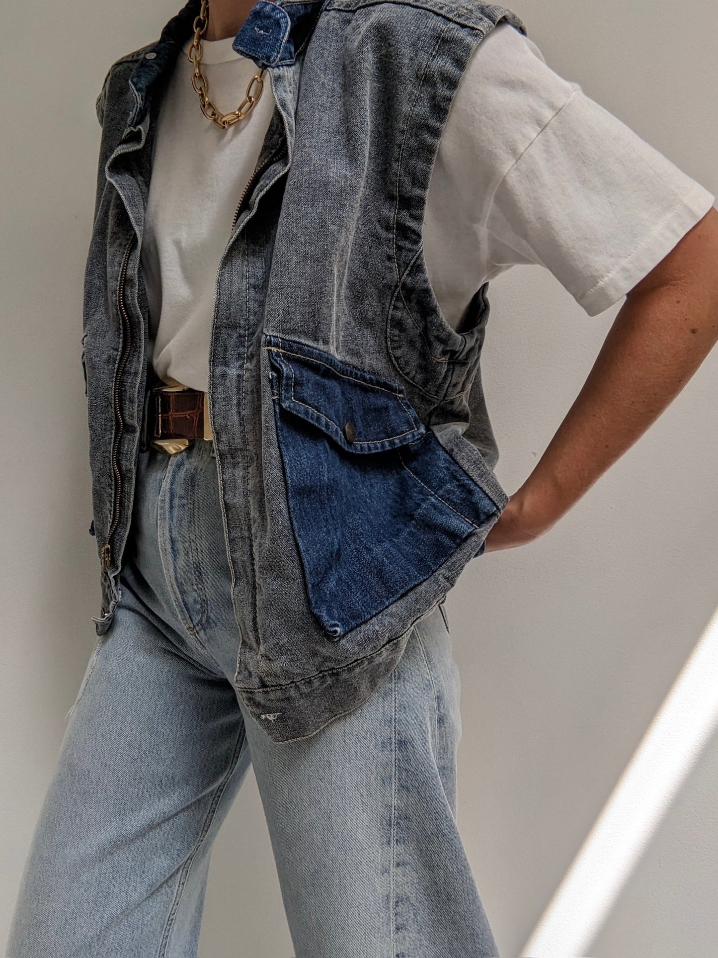 Vintage Two-Toned Denim Vest