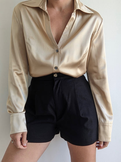 Vintage Champagne Silk Blouse