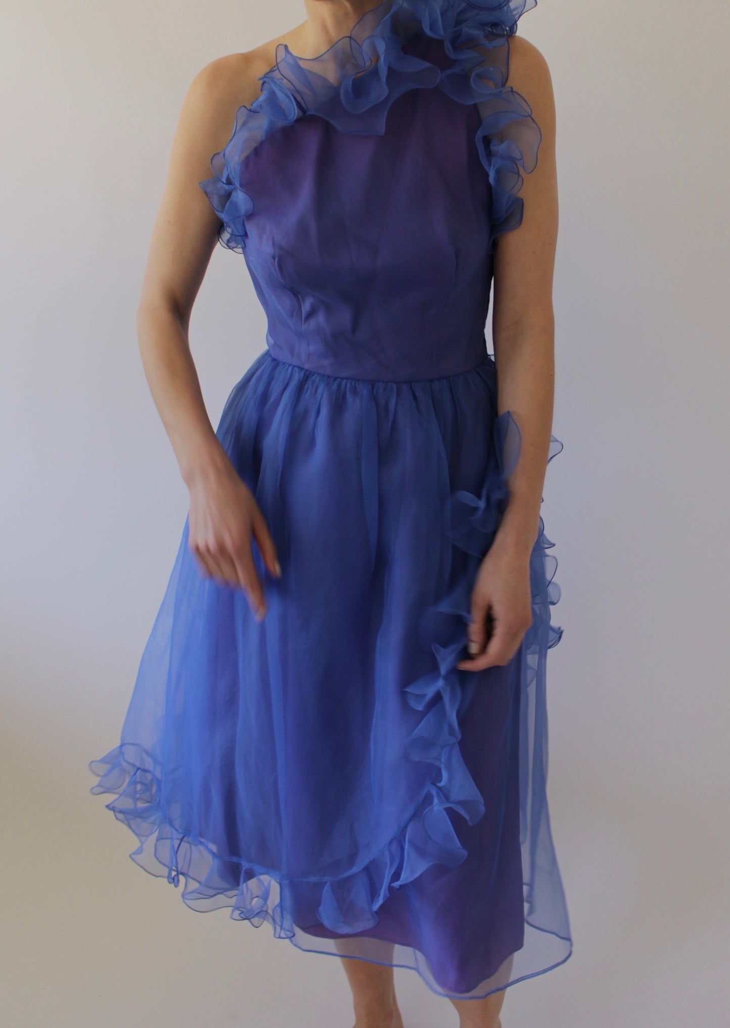 Gorgeous Vintage Bergdorf Goodman Sapphire Ruffled Dress