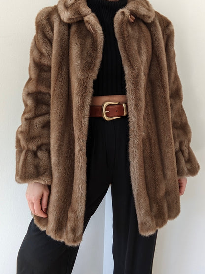 Luxury Vintage Plush Faux Fur Coat