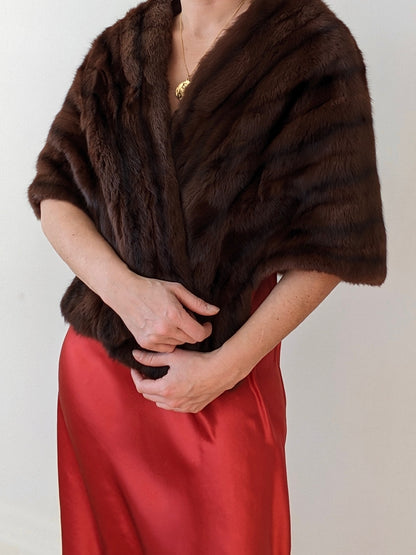 Luxury Vintage Espresso Fur Shawl