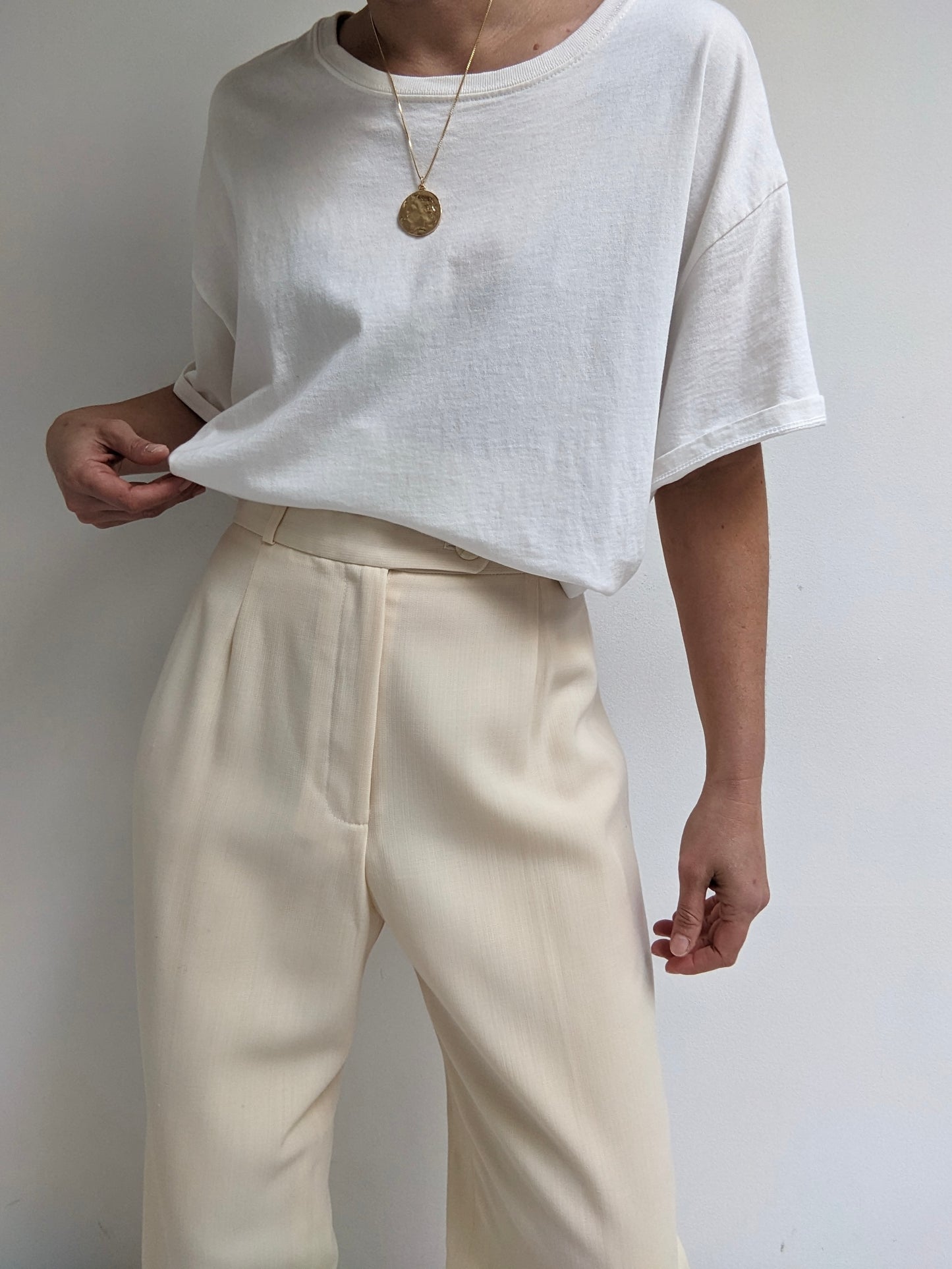 Vintage Buttercream Wool Trousers