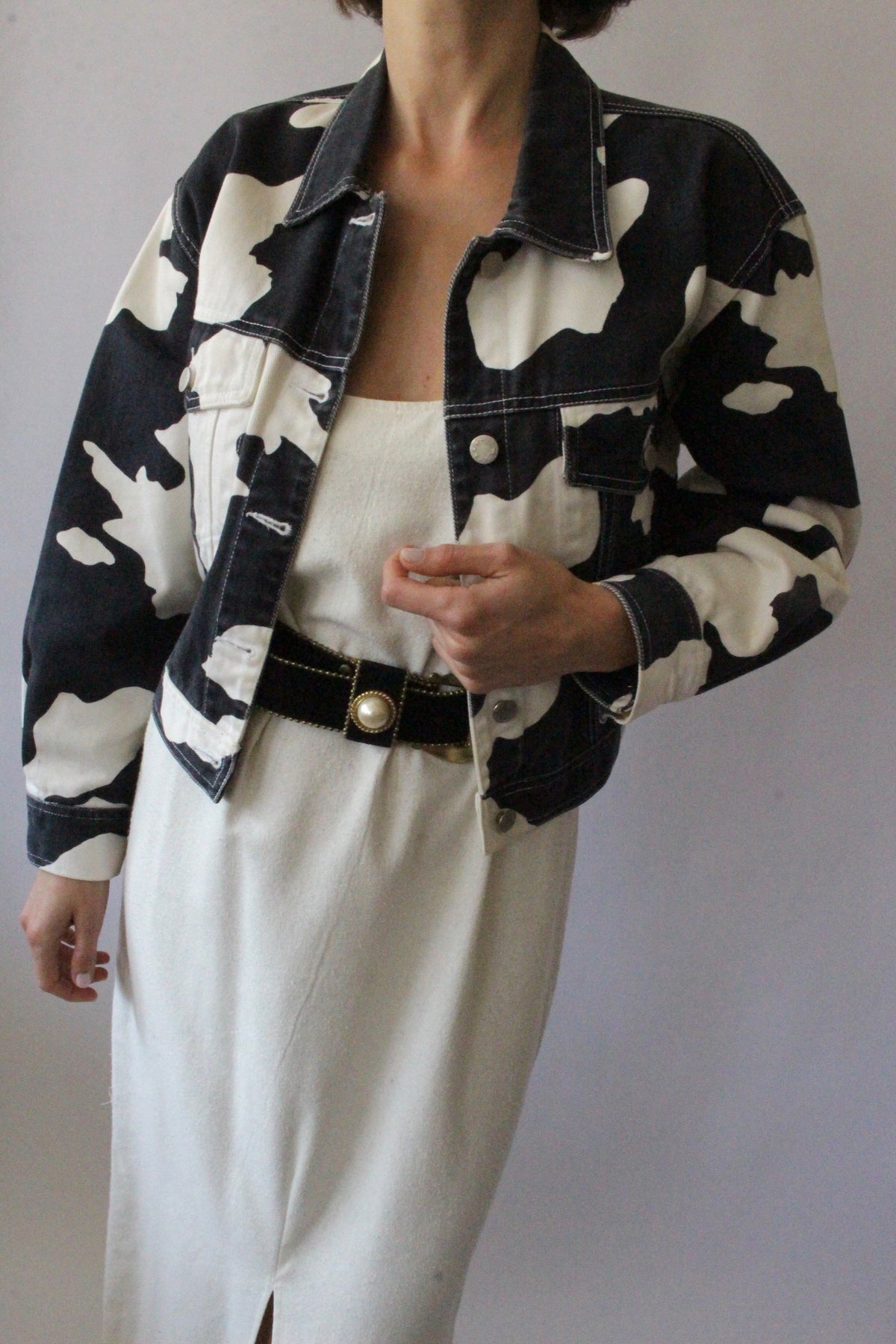 Favorite Vintage Cow Print Denim Jacket