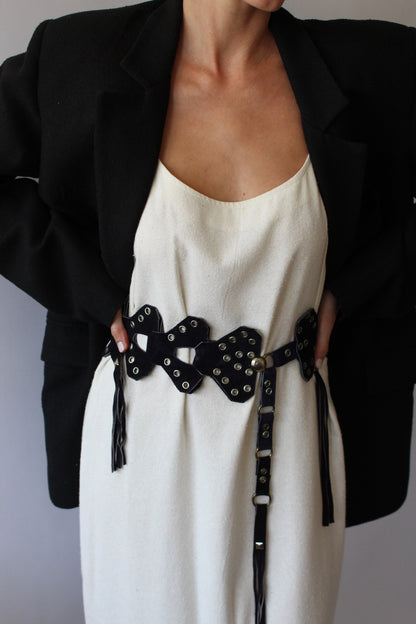 Rare Vintage Midnight Suede Fringe Belt