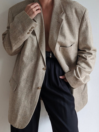 Vintage Oat Woven Silk Blazer