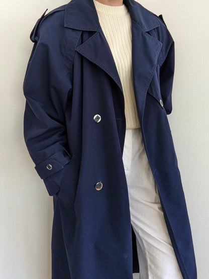 Vintage Navy Cotton Trench Coat