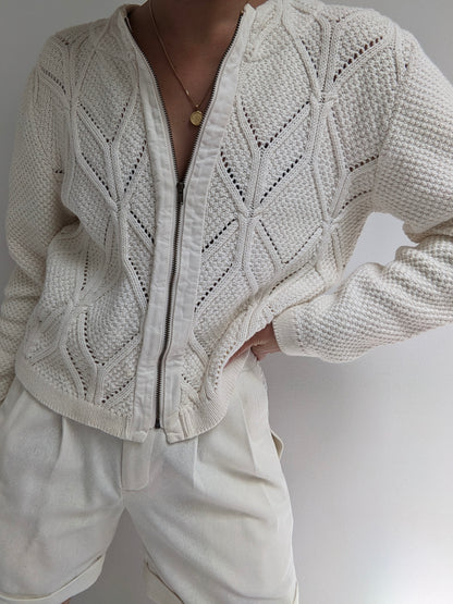 Beautiful Vintage Ivory Knit Cardigan