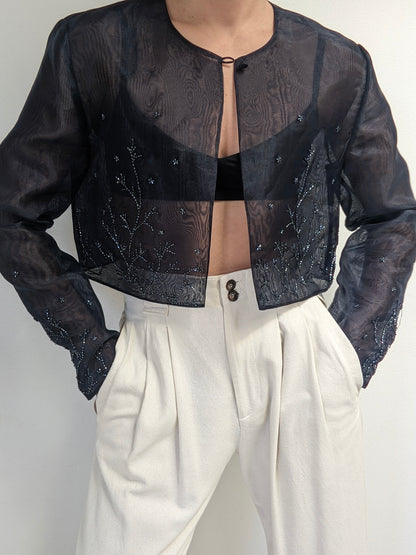 Beautiful Vintage Sheer Beaded Blouse