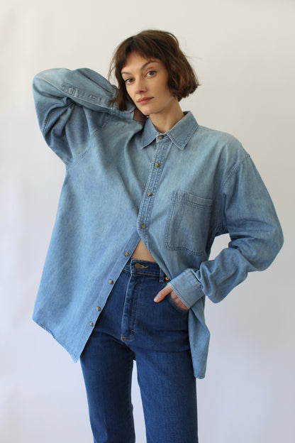 Vintage Faded Blue Denim Shirt