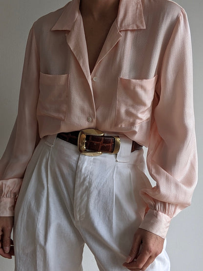 Vintage Blush Silk Blouse