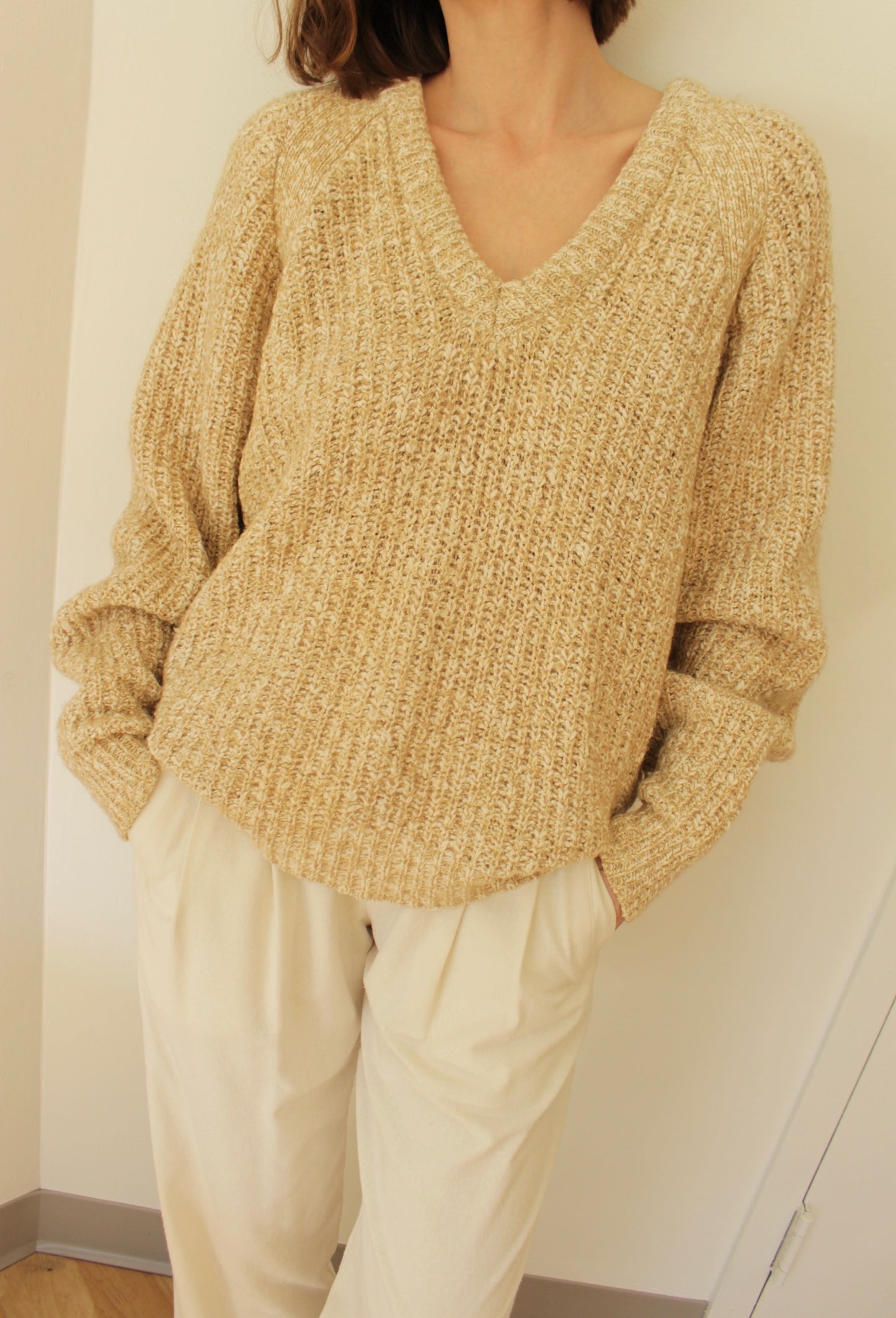Vintage Sand Knitted Wool Sweater