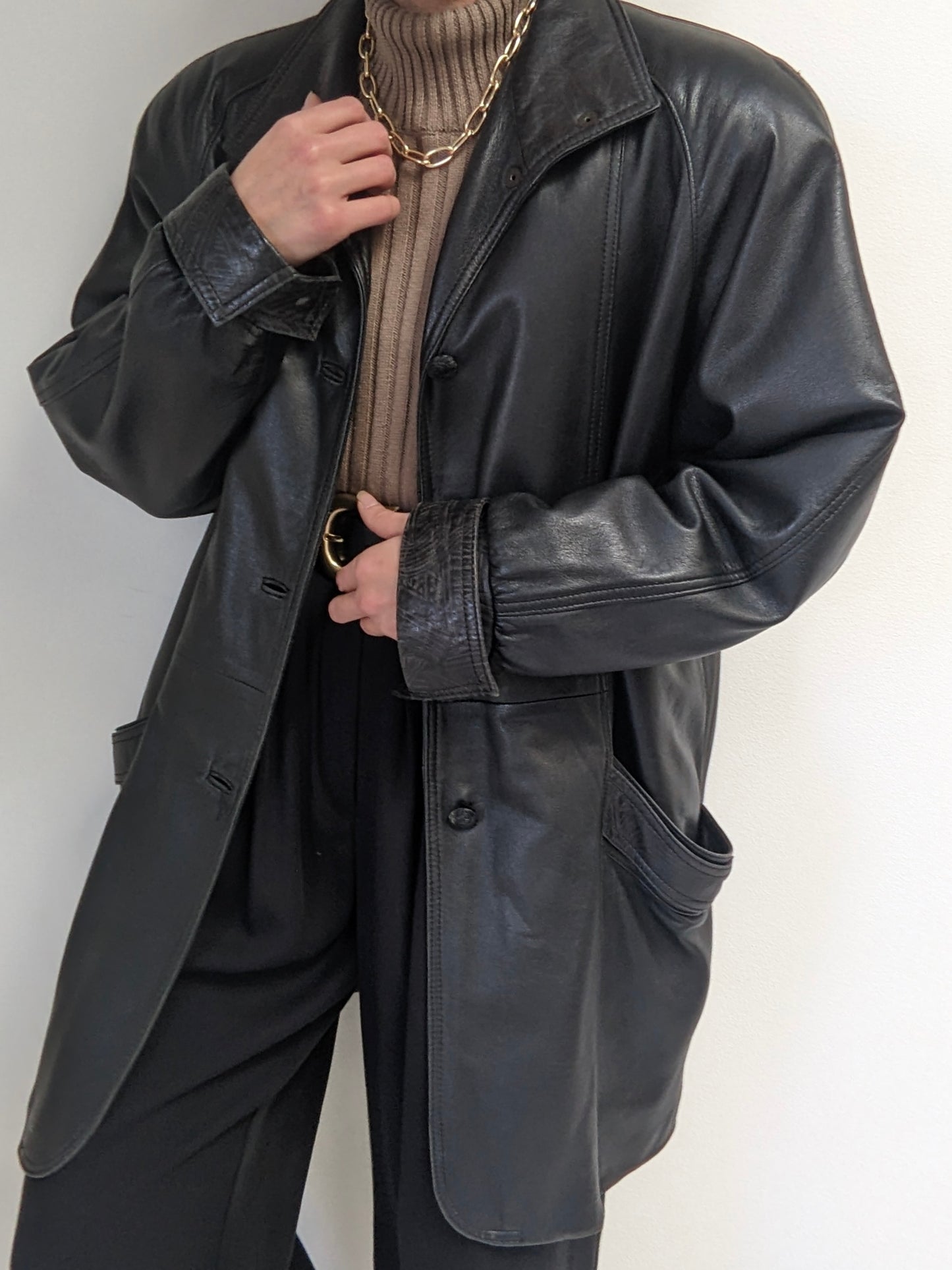 Bold Vintage Ink Leather Coat