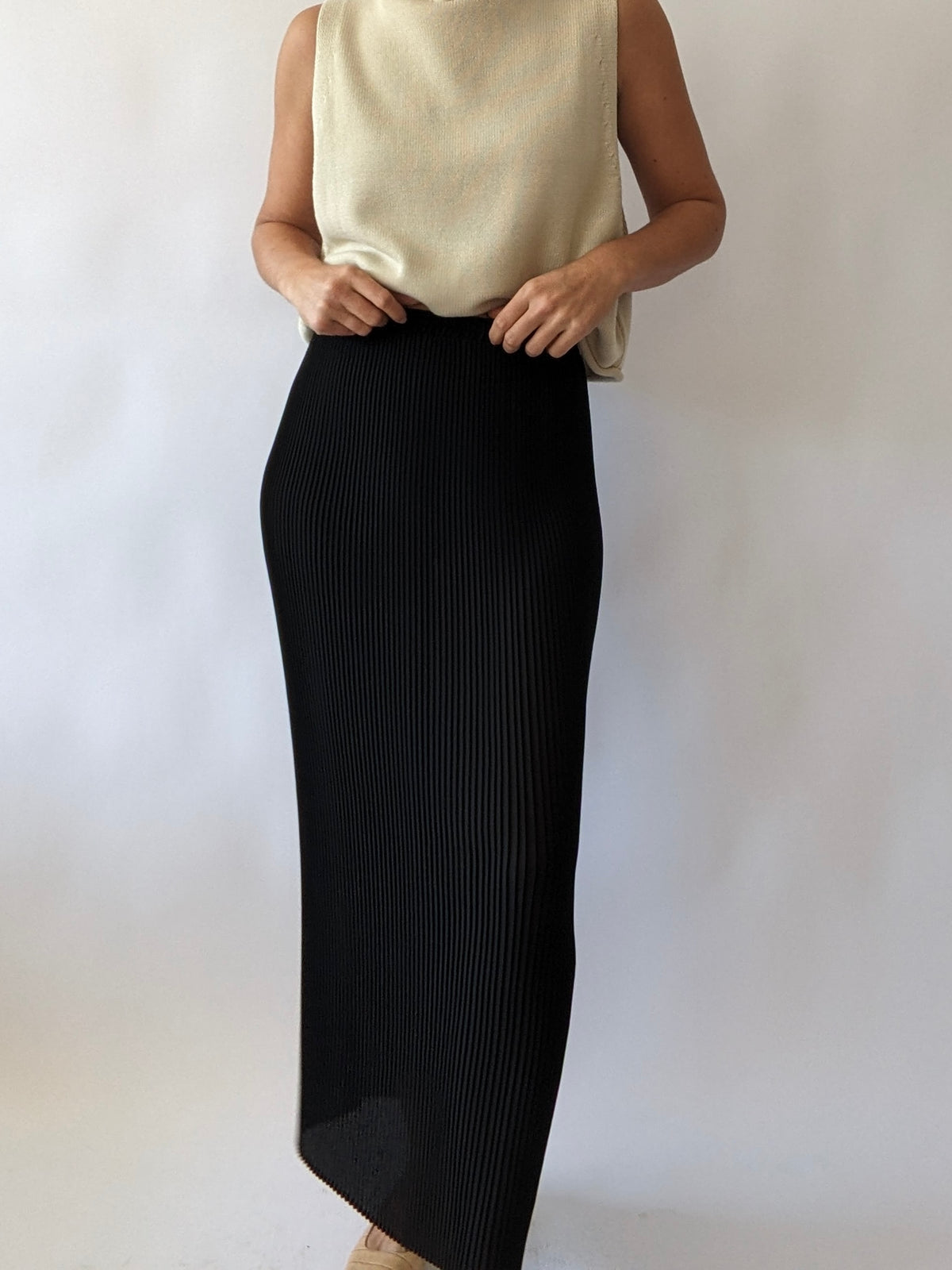 Vintage Sheer Caviar Pleated Skirt