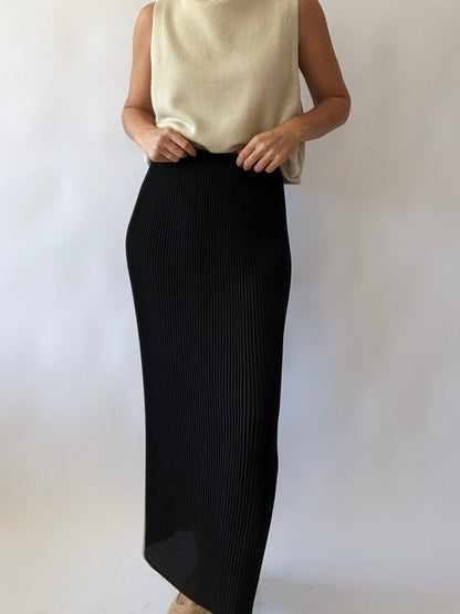 Vintage Sheer Caviar Pleated Skirt