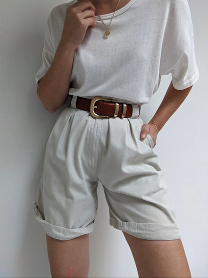 Vintage Khaki Pleated Shorts