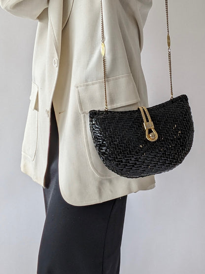 Vintage Woven Chain-Strap Purse