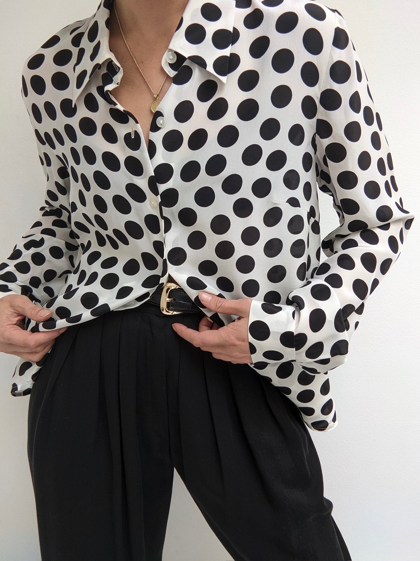 Polka Dot Sheer Silk Blouse