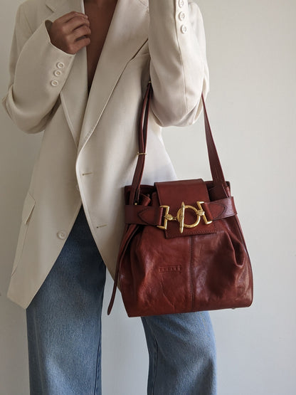Amazing Vintage Texier Mahogany Leather Bag