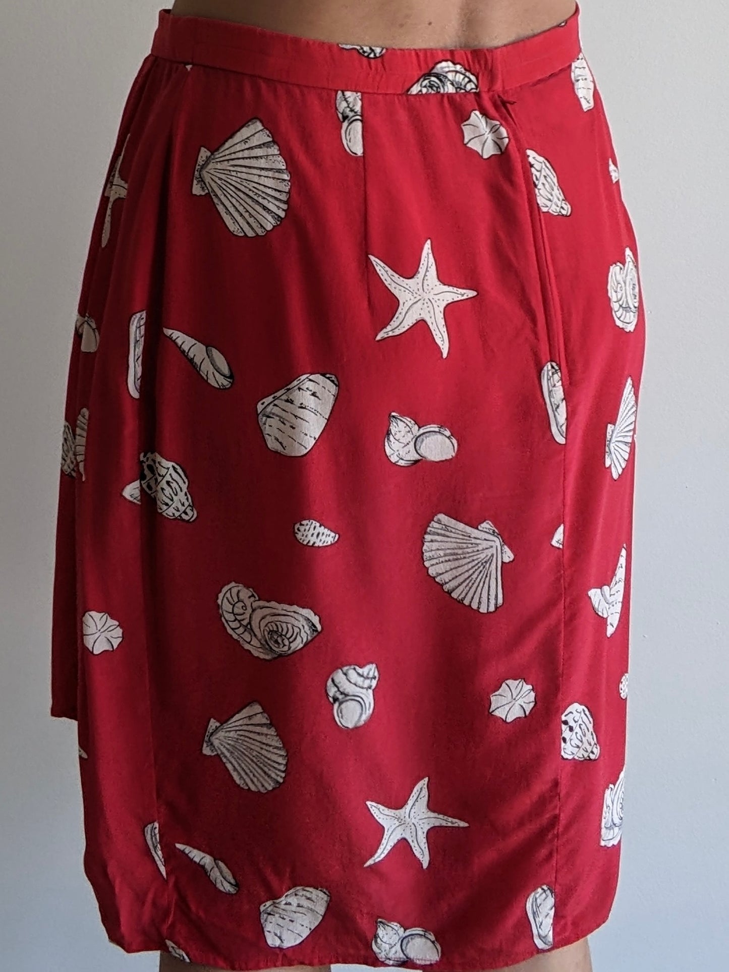 Lovely Vintage Seashell-Print Silk Skirt