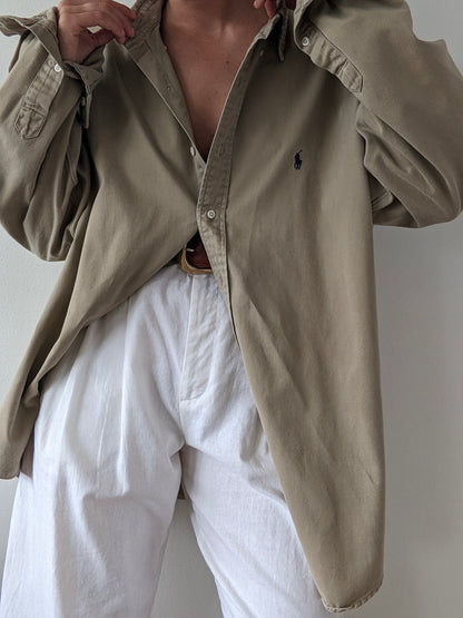 90s Ralph Lauren Khaki Cotton Twill Shirt