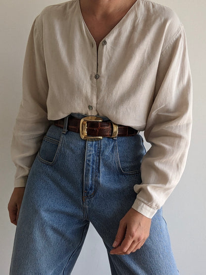 Vintage Ecru Linen Blouse