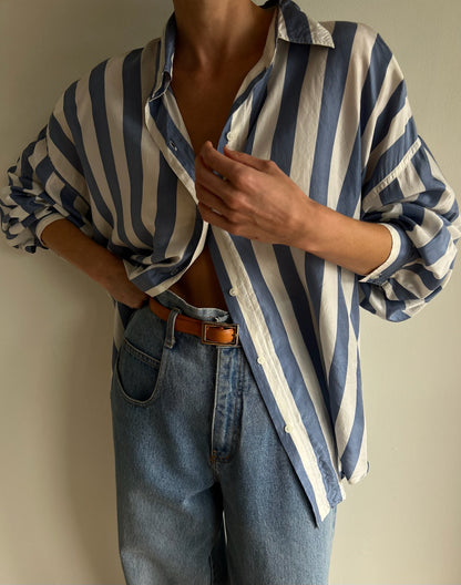 Vintage Sky Striped Silk Button Down