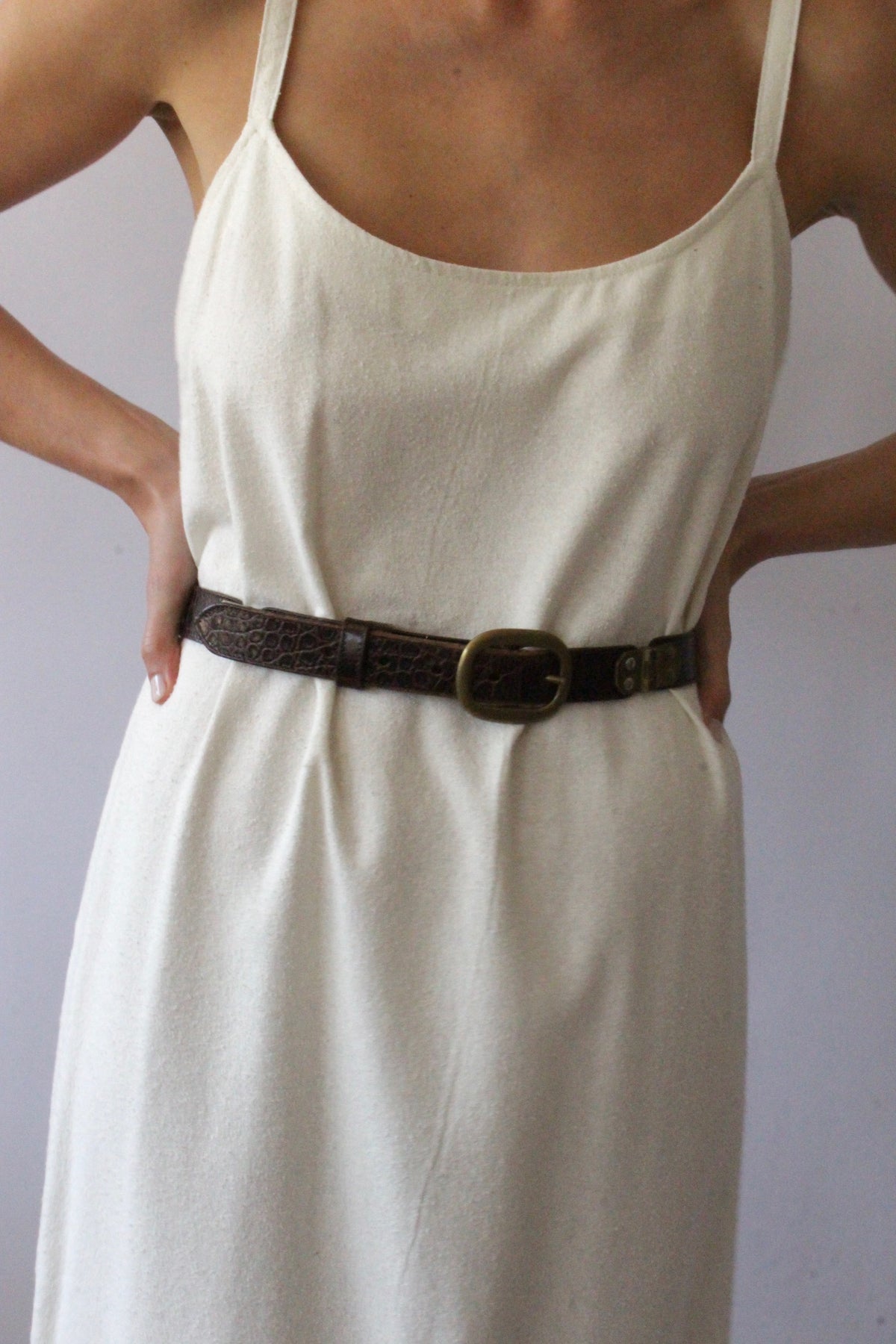 Vintage Segmented Espresso Embossed-Leather Belt