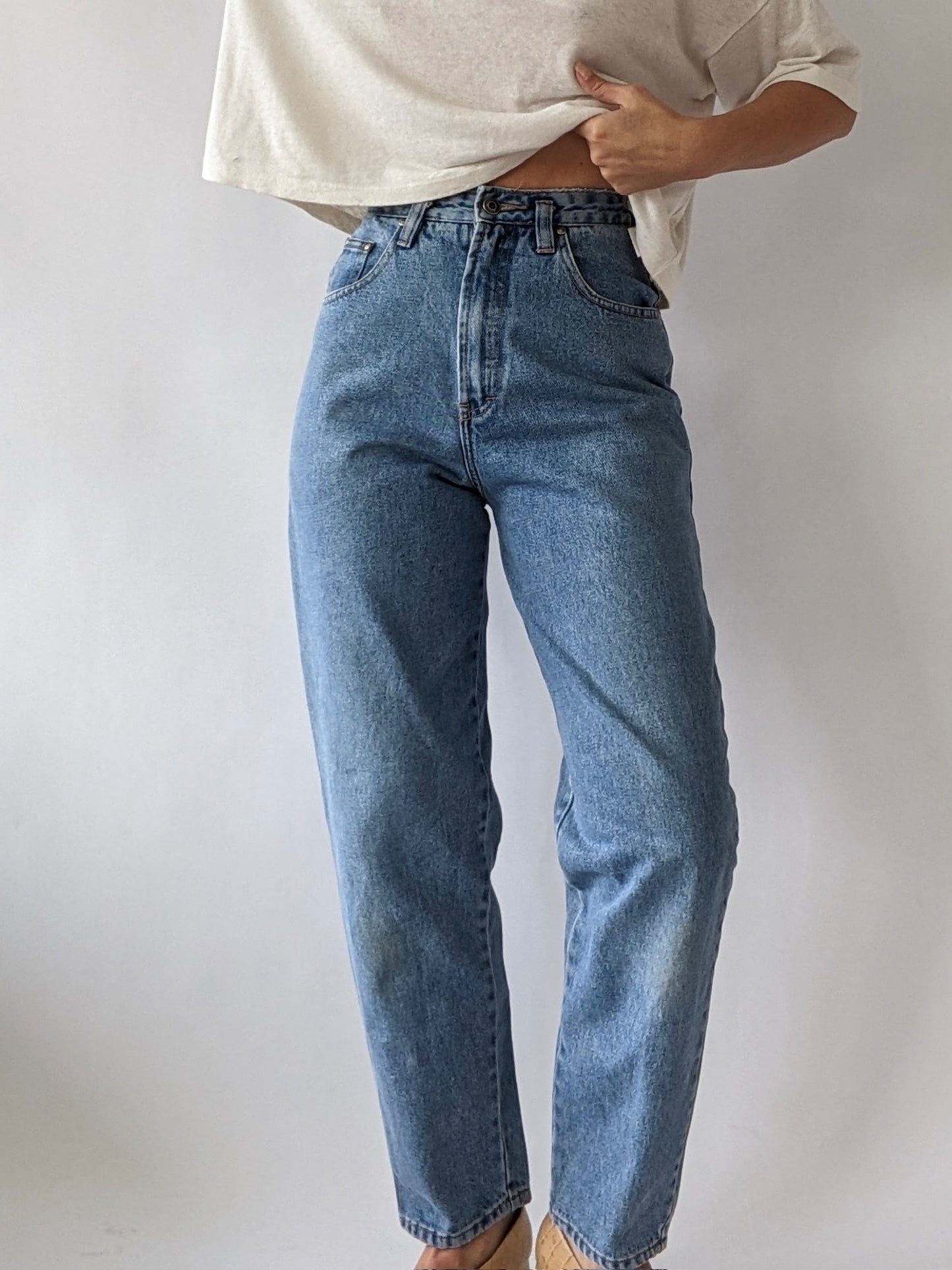 90s High Rise Blue Jeans