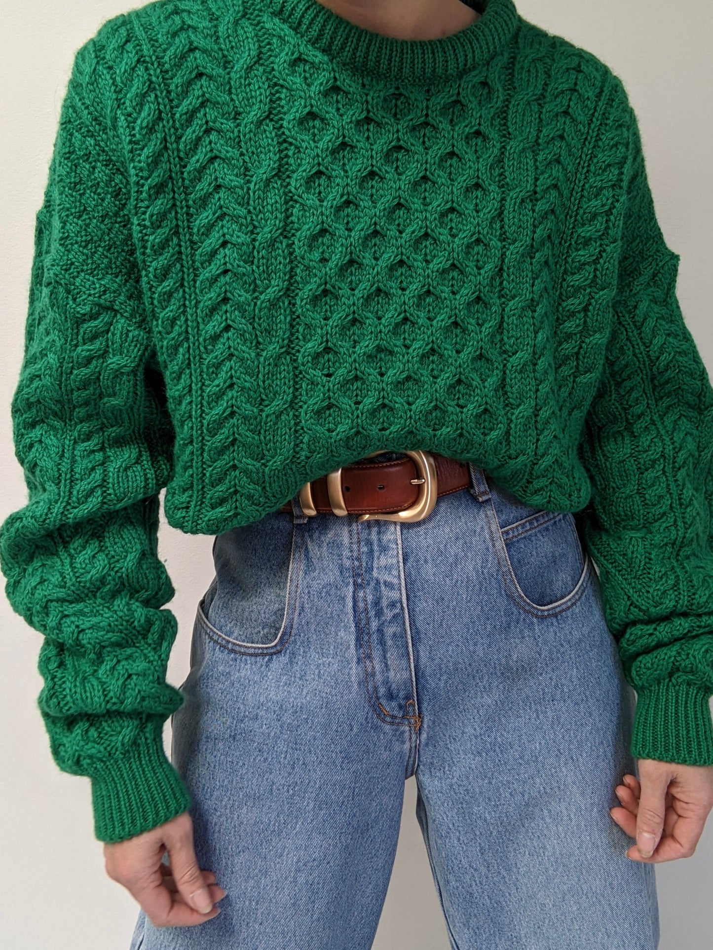 Vintage Emerald Fisherman Wool Sweater
