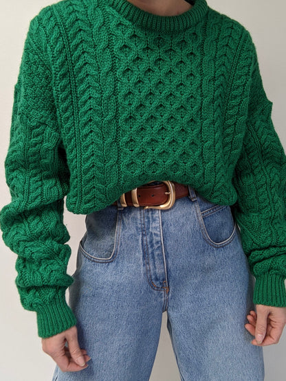 Vintage Emerald Fisherman Wool Sweater