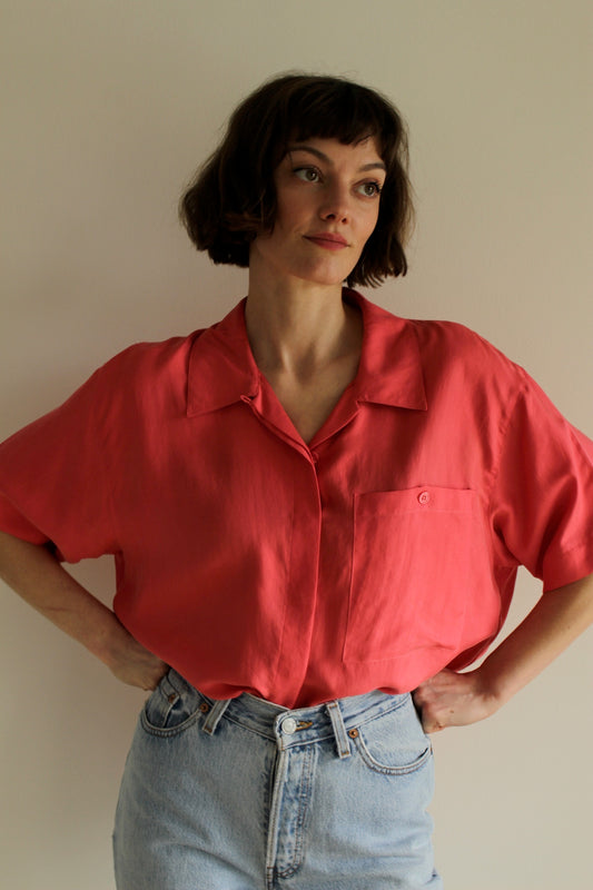 Vintage Watermelon Silk Blouse