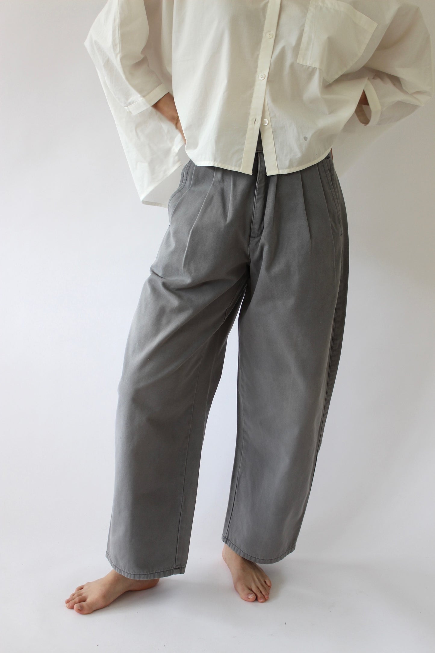 Vintage Slate Wide-Leg Trousers