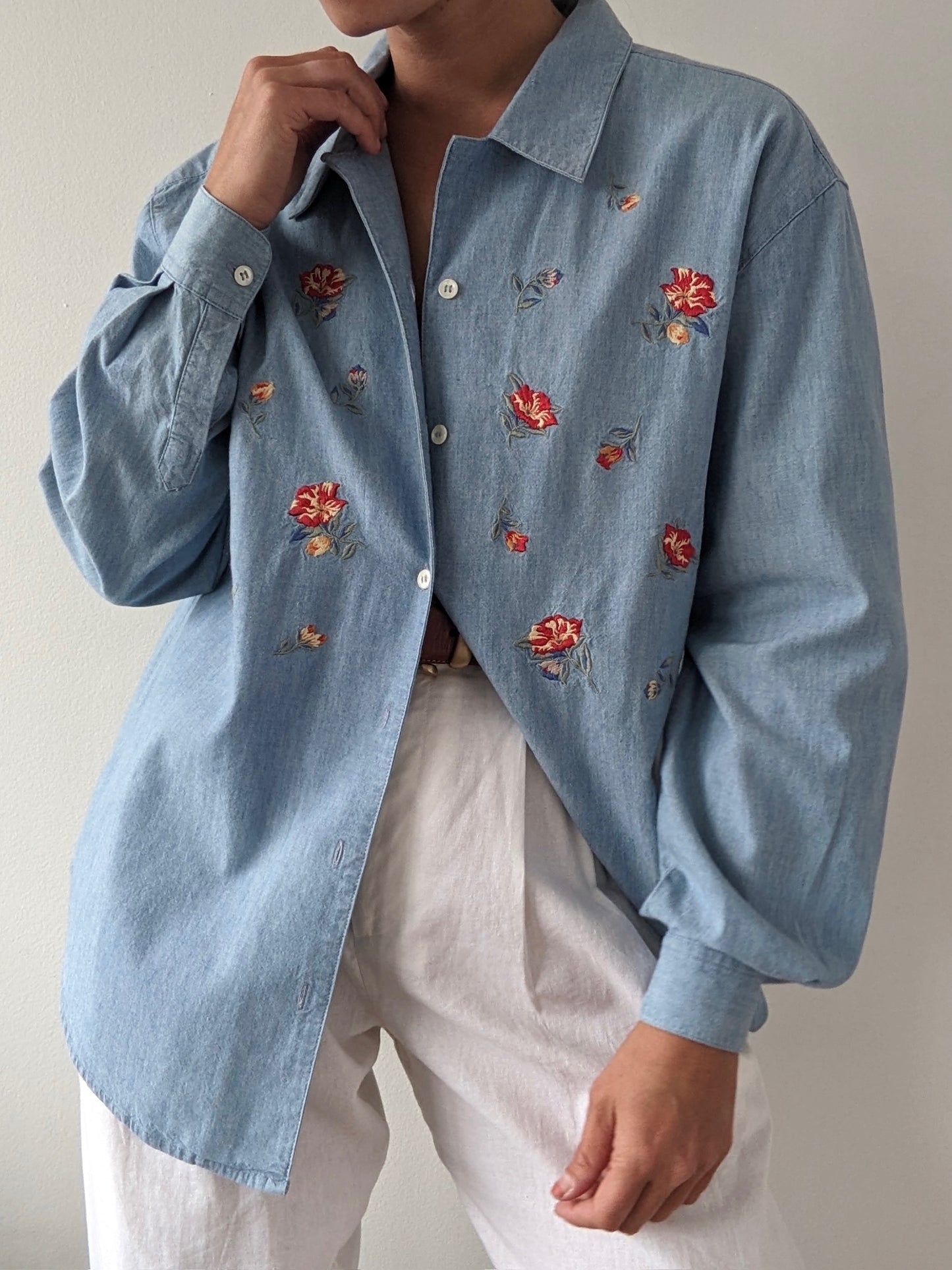 Sweet Vintage Floral Embroidered Blouse