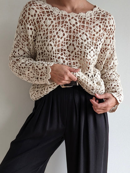 Vintage Floral Silk Crochet Tunic