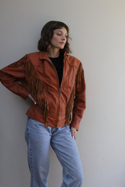 Absolute Favorite Vintage Pebbled Leather Fringe Jacket